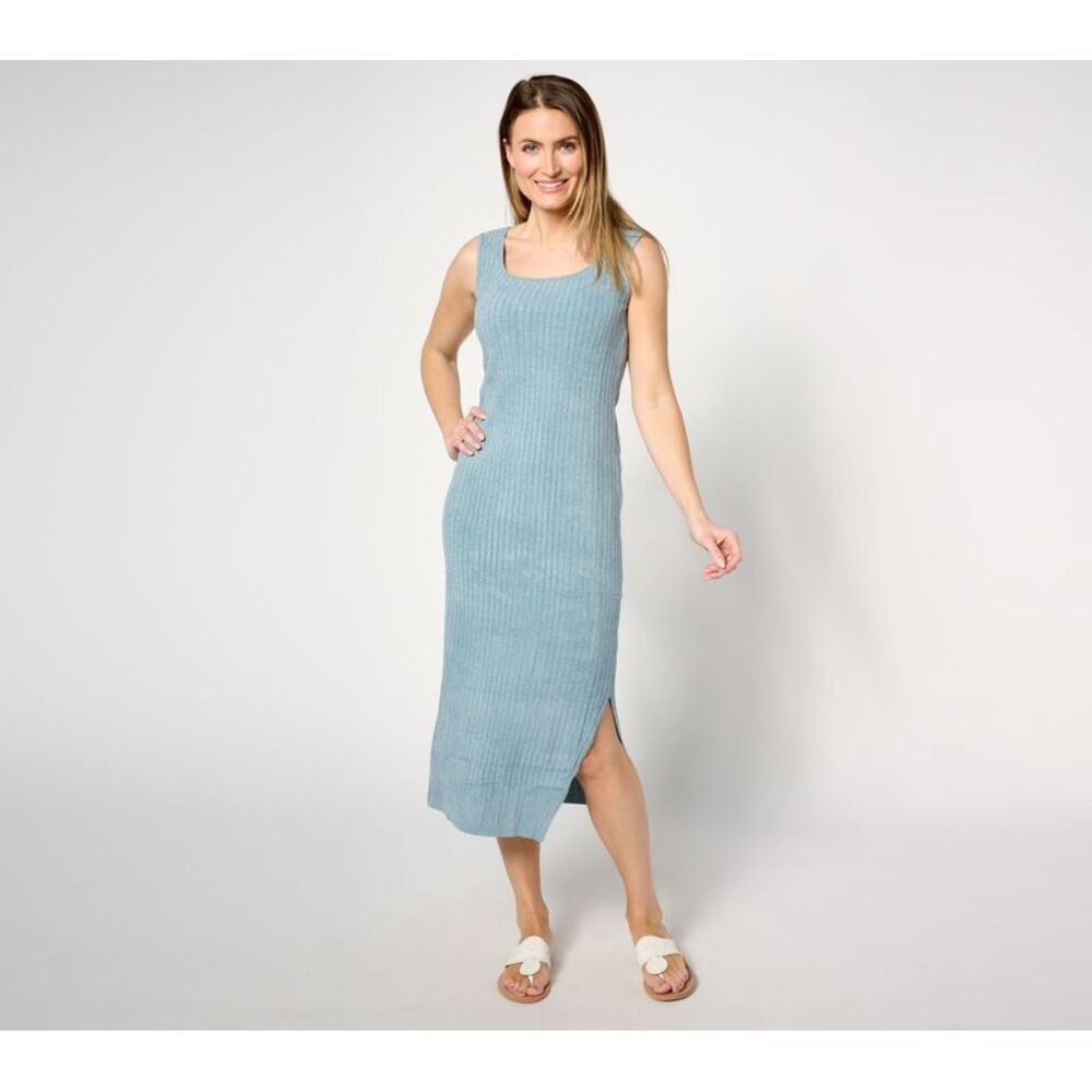 Barefoot Dreams Women's Dress Sz 1XT Tall CozyChic Ultra Lite Ribbed Blue